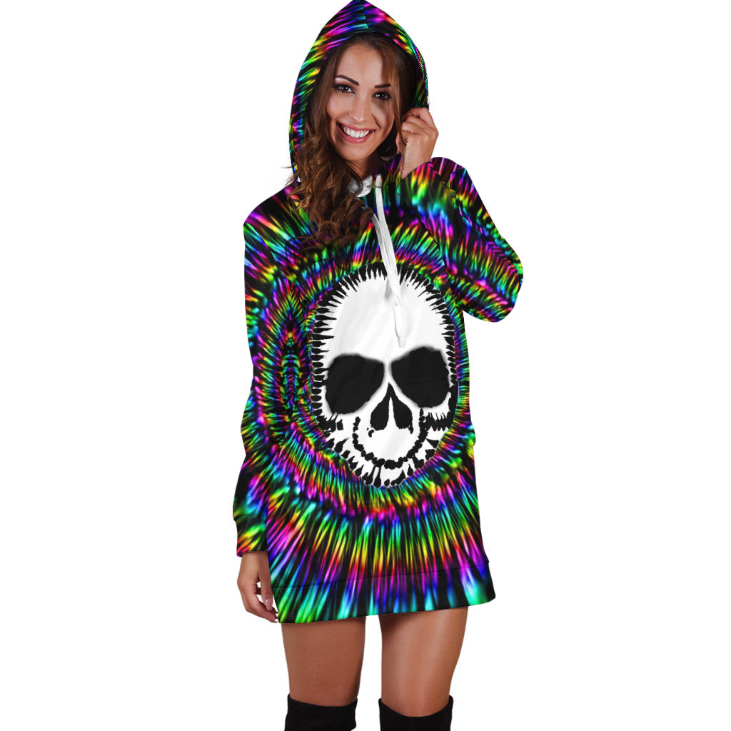 Tie Dye Skull Hoodie Dress For Women SN13012102