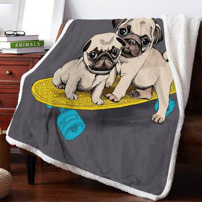 Premium Pug Skateboard Blanket