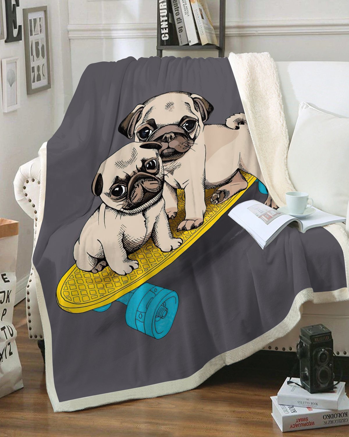 Premium Pug Skateboard Blanket