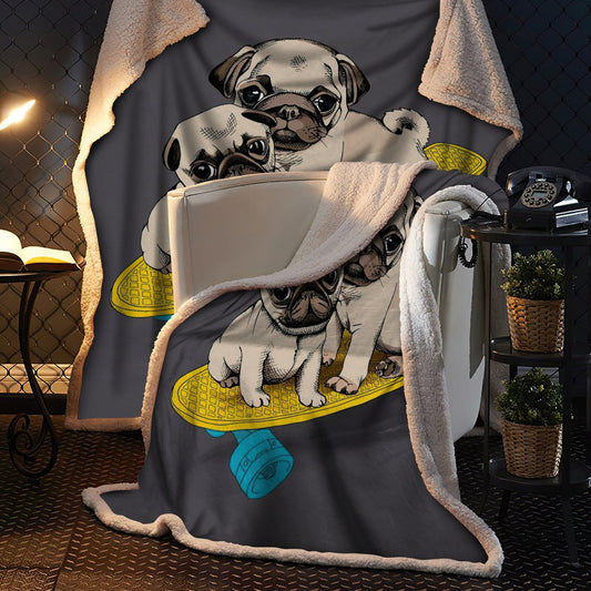 Premium Pug Skateboard Blanket