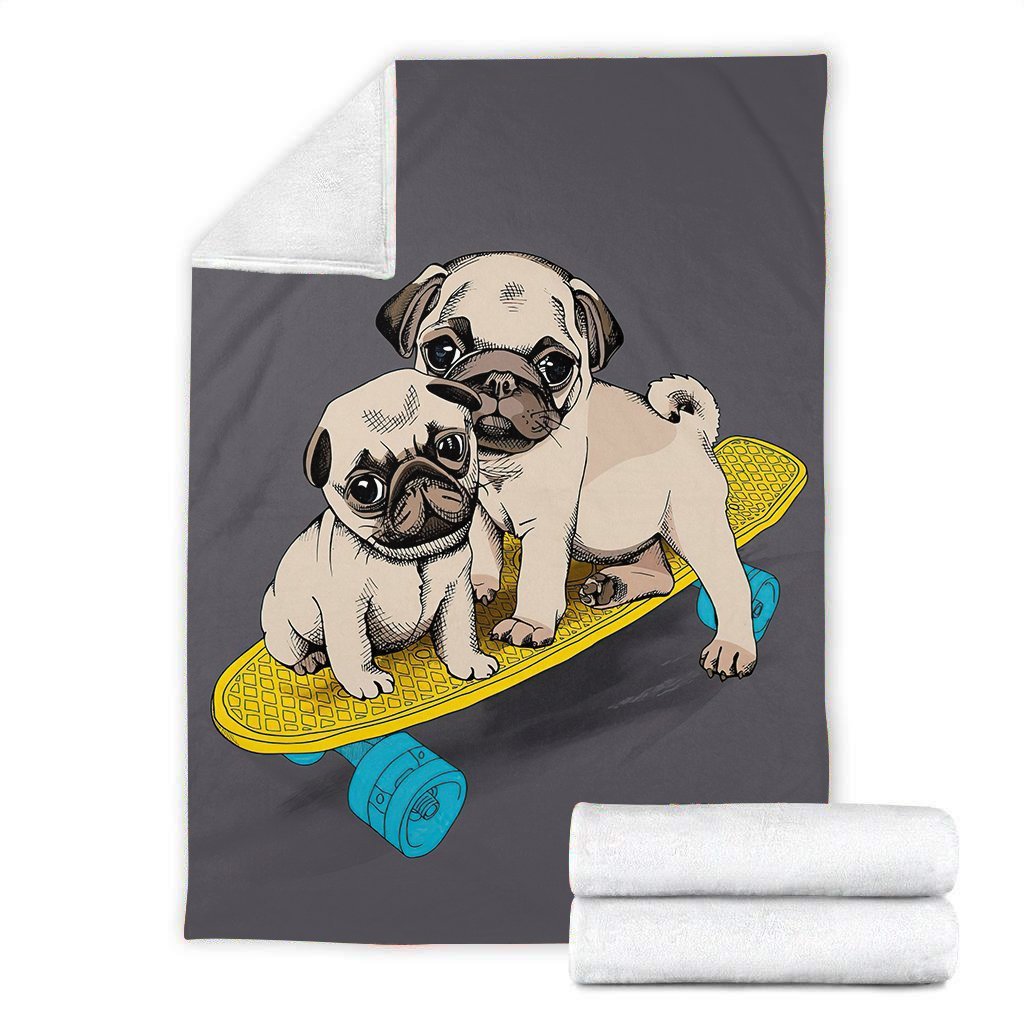 Premium Pug Skateboard Blanket