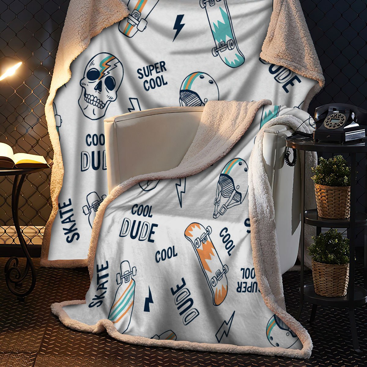 Premium Skull Skateboard Blanket
