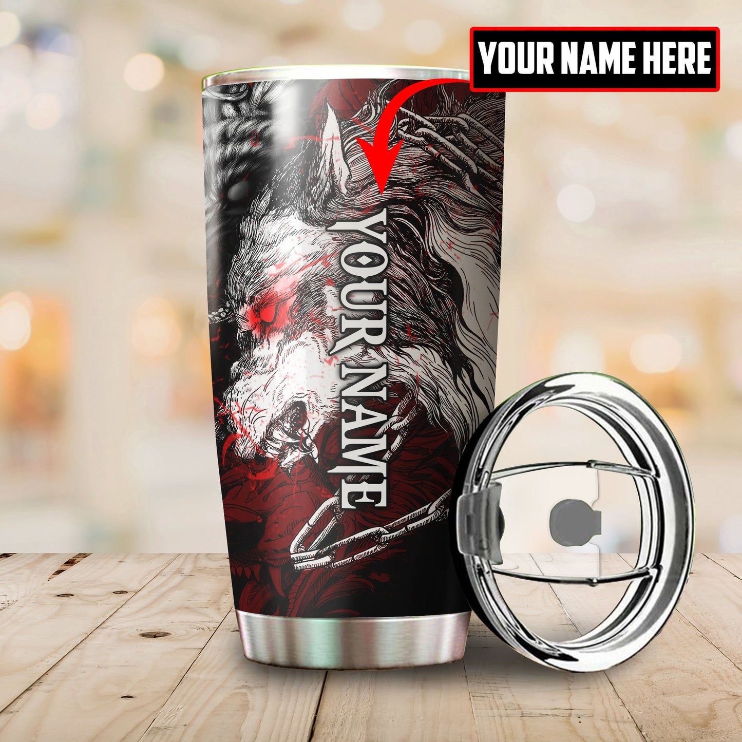 Customize Name Wolf Steel Tumbler