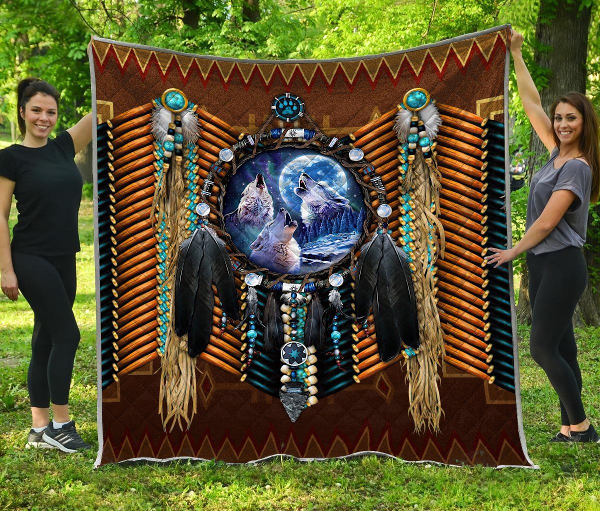 Native Wolf 3D All Over Printed Quilt