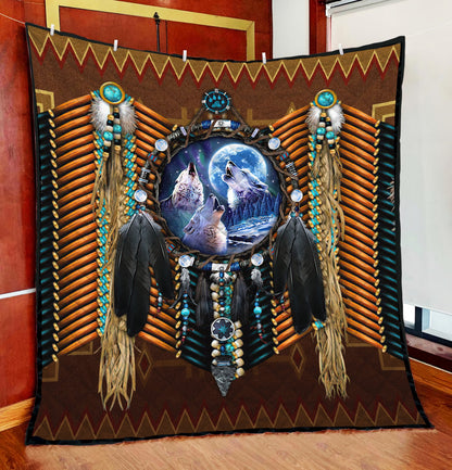 Native Wolf 3D All Over Printed Quilt