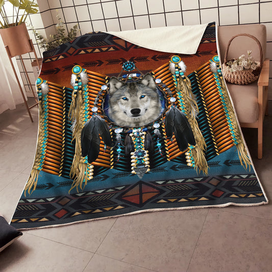 Native Wolf 3D All Over Printed Blanket