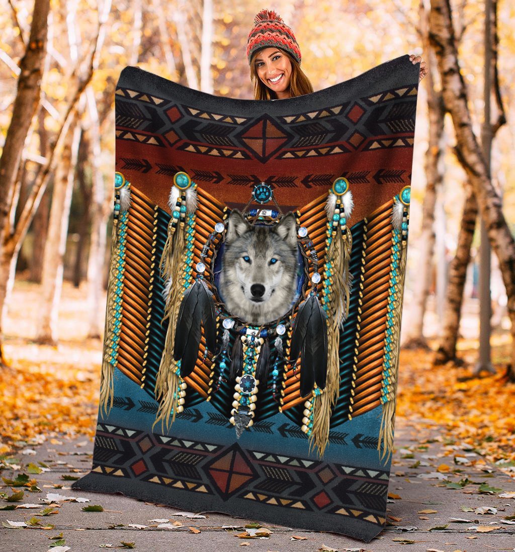 Native Wolf 3D All Over Printed Blanket