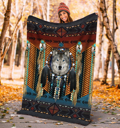 Native Wolf 3D All Over Printed Blanket
