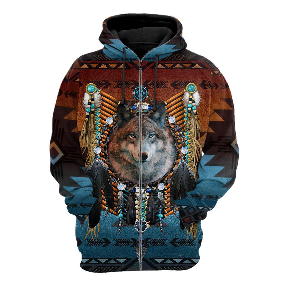 Wolf Native American 3D All Over Printed Unisex Shirts No 13