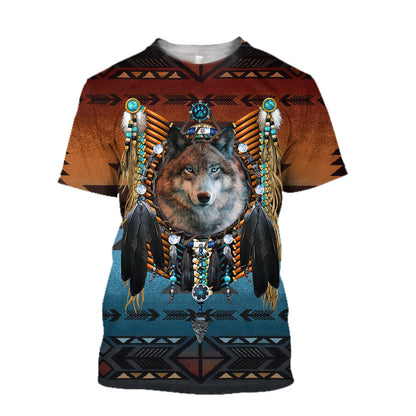 Wolf Native American 3D All Over Printed Unisex Shirts No 13