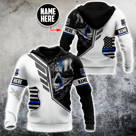 Customize Name Police 3D All Over Printed Unisex Shirts Skull