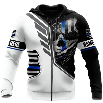Customize Name Police 3D All Over Printed Unisex Shirts Skull