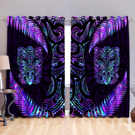 Paua Shell Maori Whakairo Window Curtains Circle Style ML