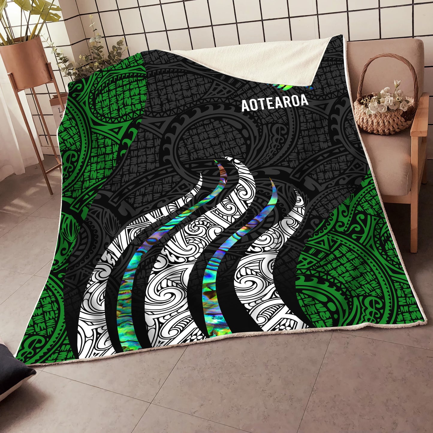 New Zealand Maori Silver Fern Painting Art Quilt ML