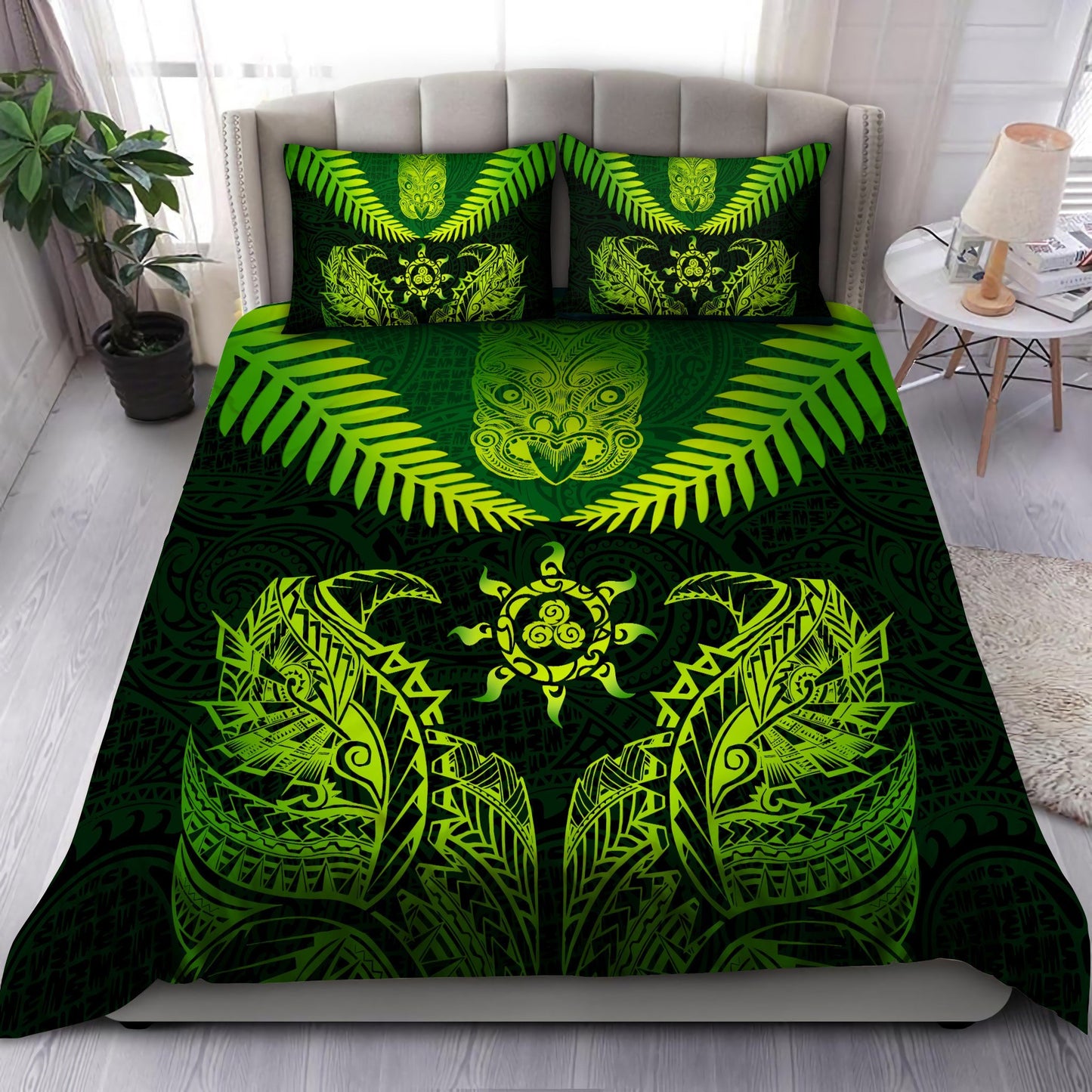 New Zealand Maori Manaia Silver Fern Bedding Set ML