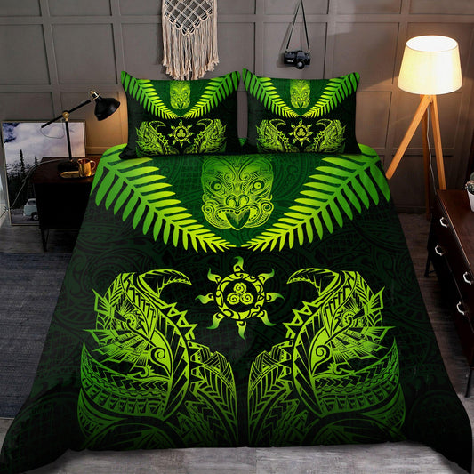 New Zealand Maori Manaia Silver Fern Bedding Set ML