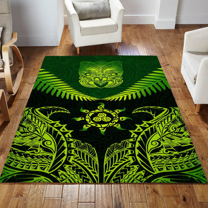 New Zealand Maori Manaia Paua Shell - Silver Fern Rug ML