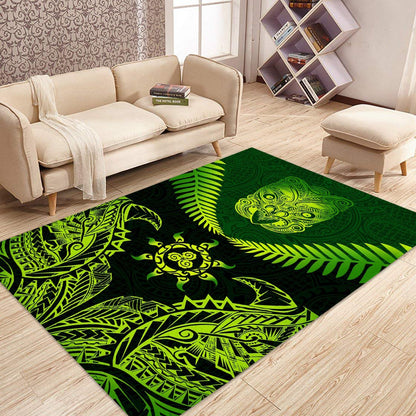 New Zealand Maori Manaia Paua Shell - Silver Fern Rug ML