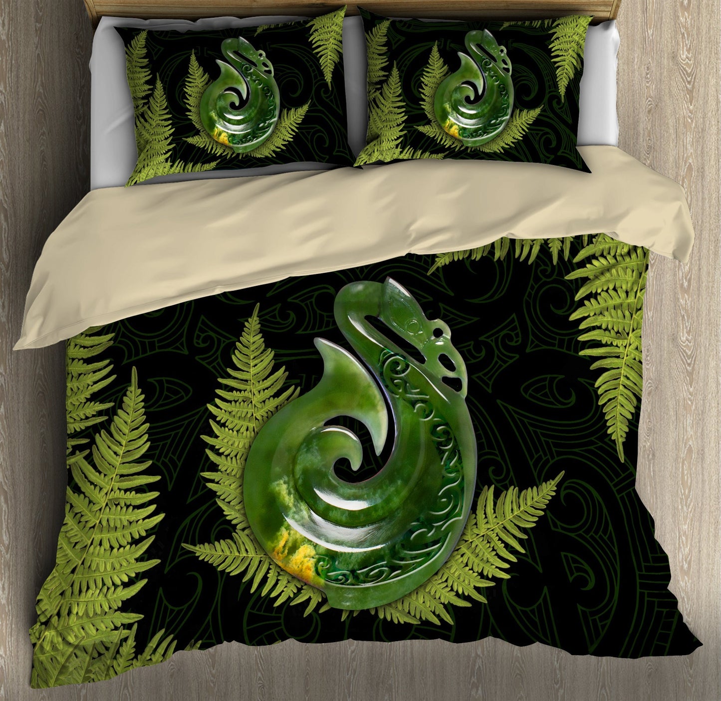 Aotearoa Bedding Set Manaia Silver Fern Paua Shell Bedding Set ML