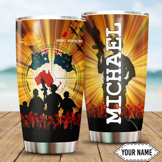 Personalized Anzac Day New Zealand And Australia Stainless Steel Tumbler 20Oz