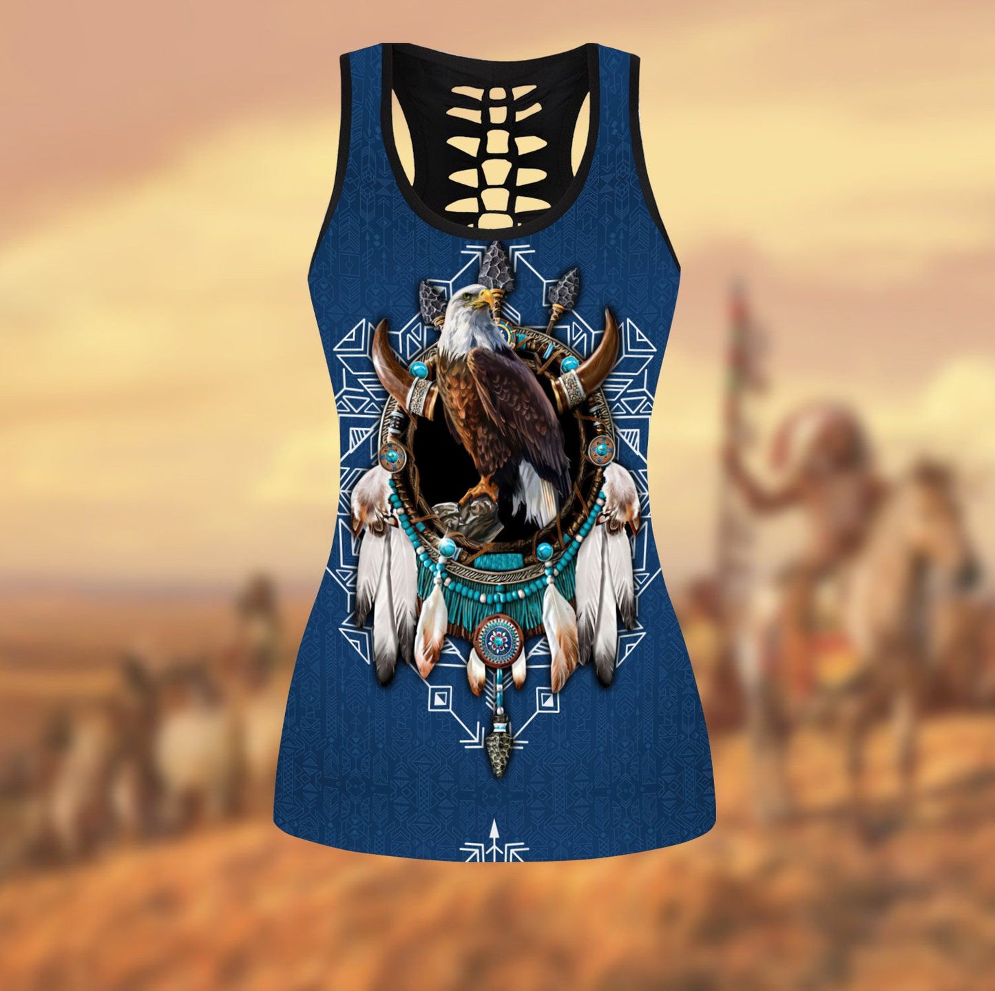 Eagle Native American 3D All Over Printed Legging + Hollow Tank