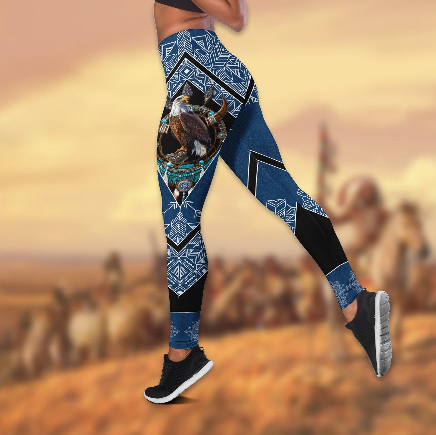Eagle Native American 3D All Over Printed Legging + Hollow Tank