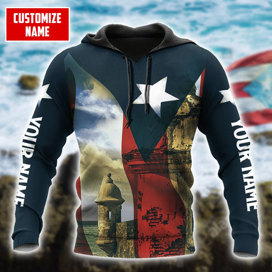 Customize Name Puerto Rico 3D All Over Printed Unisex Shirts