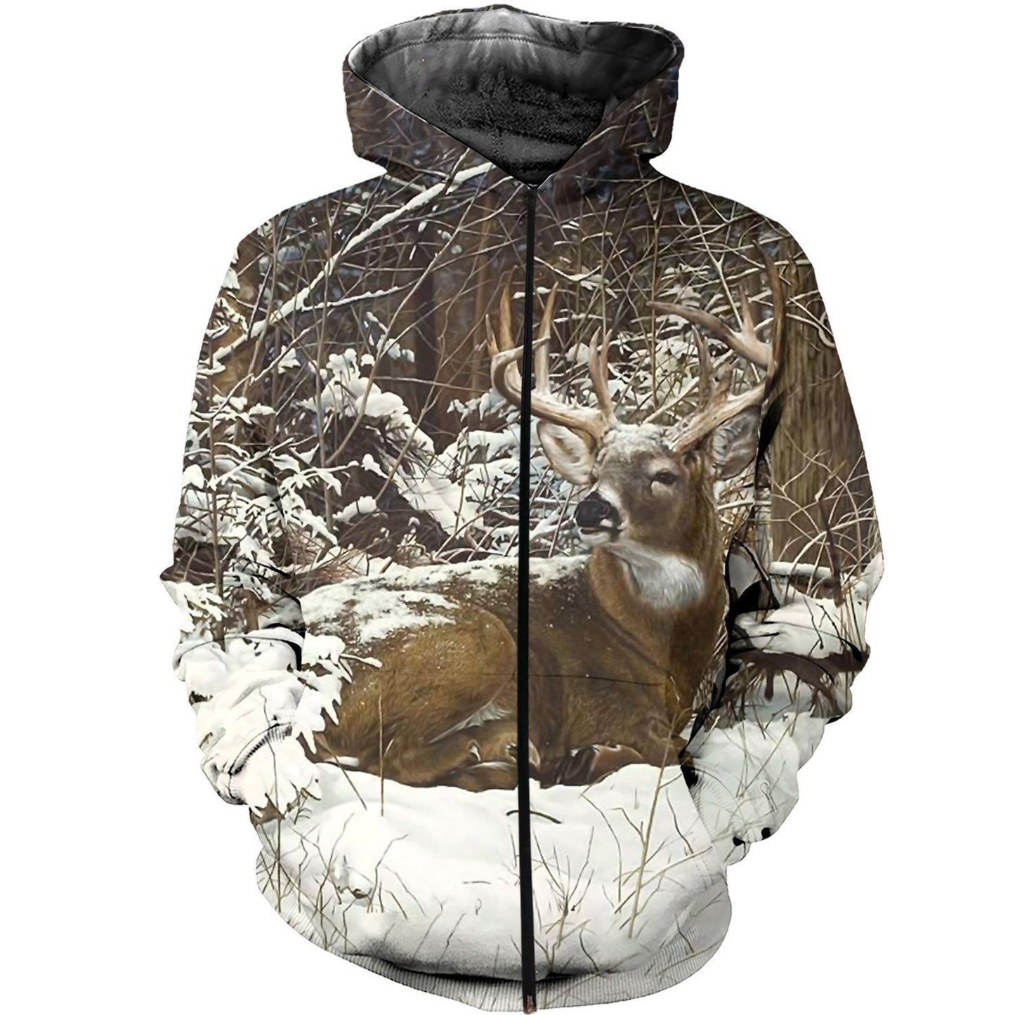 3D All Over Printed Winter Deer Shirts-Apparel-HP Arts-ZIPPED HOODIE-S-Vibe Cosy™