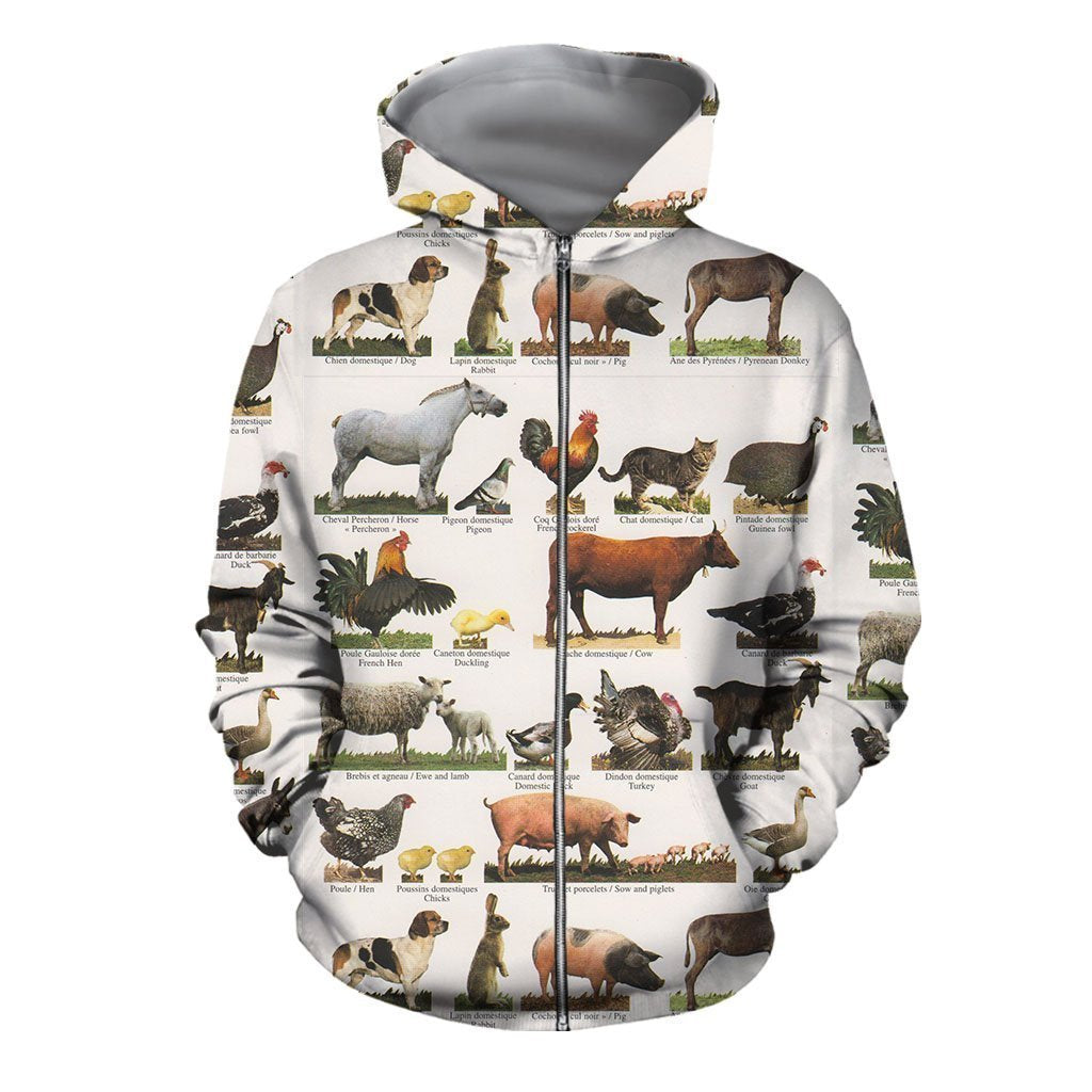 3D All Over Printed Farm Animals Shirts-Apparel-HP Arts-ZIPPED HOODIE-S-Vibe Cosy™