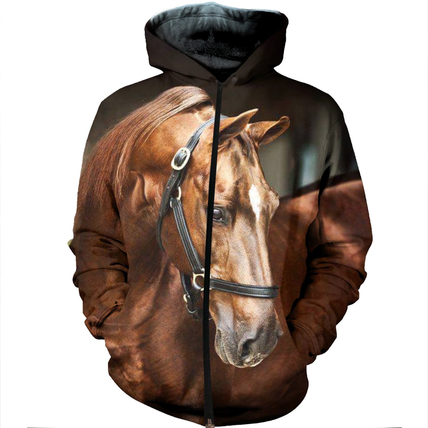 3D Printed Horse Clothes-Apparel-HP Arts-ZIPPED HOODIE-S-Vibe Cosy™