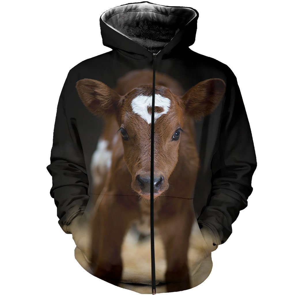 3D All Over Printed Yellow Baby Cow-Apparel-HP Arts-ZIPPED HOODIE-S-Vibe Cosy™