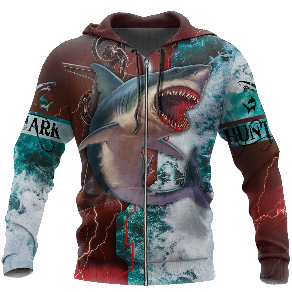 Shark hunting fishing anchor in deep sea 3d all over printing for fisherman angry ver TR080102 - Amaze Style™-Apparel