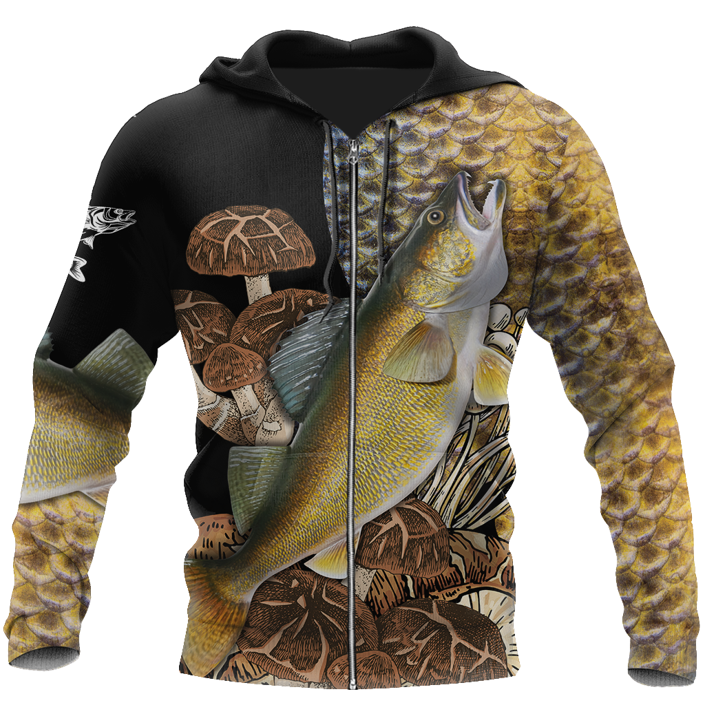 Walleye Fishing on skin mushrooms 3D all over printing shirts for men and women TR200201 - Amaze Style™-Apparel