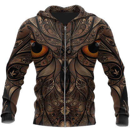 All Over Printed The Night Owl Shirts and Shorts-Apparel-HP Arts-ZIPPED HOODIE-S-Vibe Cosy™