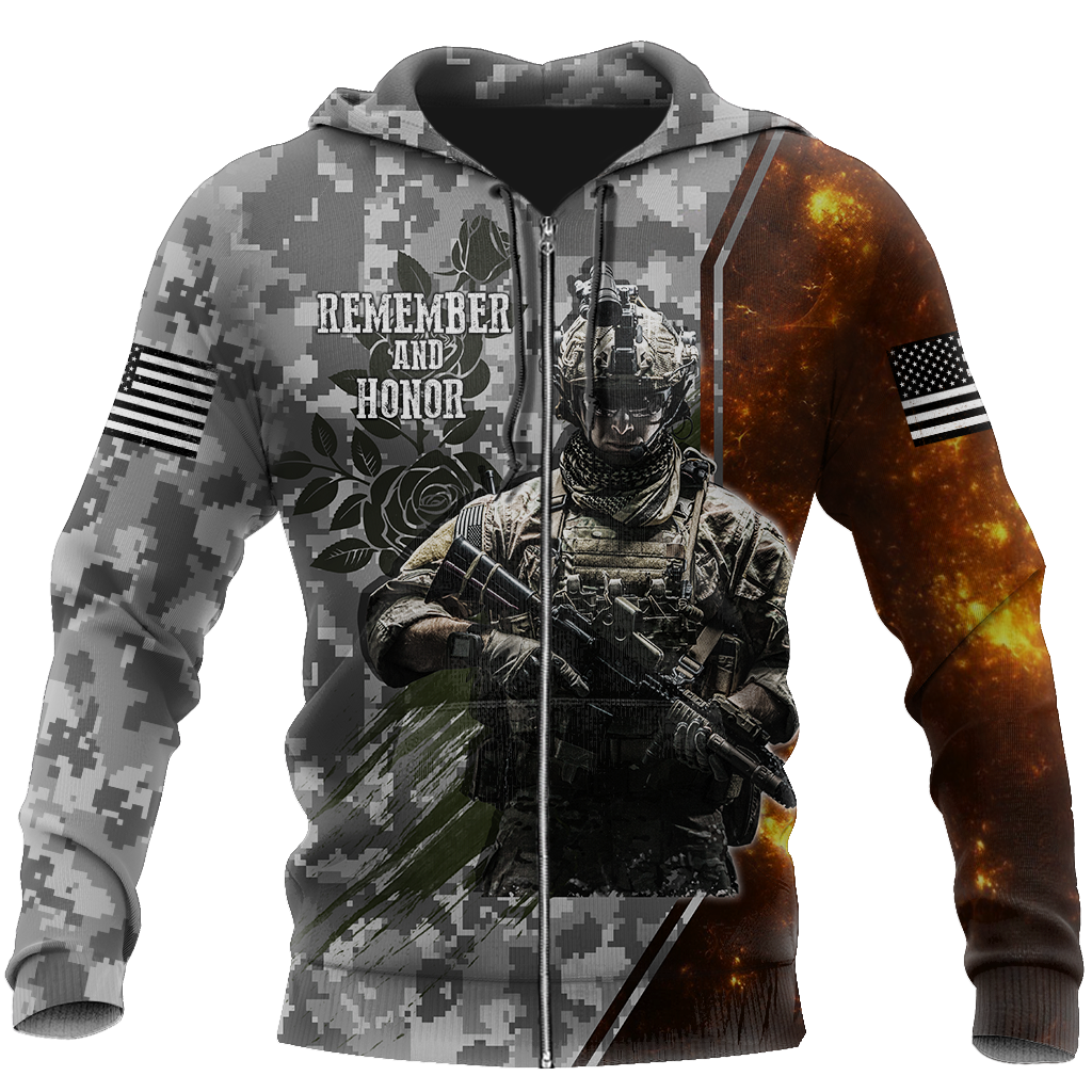 Memorial day Remember and honor the heroes 3D over printed shirts grey TR140402A-Apparel-Huyencass-Hoodie-S-Vibe Cosy™
