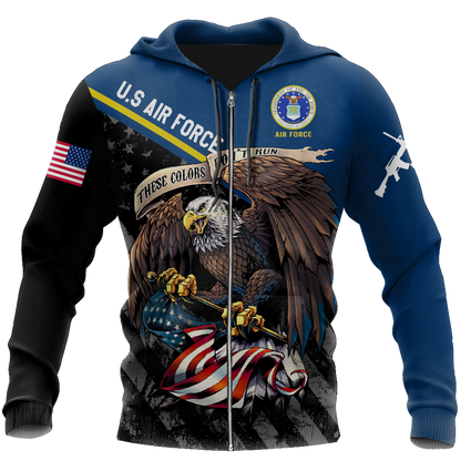 US Veteran Air Force 3d all over printed shirts for men and women TR3005202S-Apparel-Huyencass-Zipped Hoodie-S-Vibe Cosy™