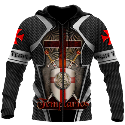 Premium Red Cross Shield Swords Knight Templar All Over Printed Shirts For Men And Women MEI