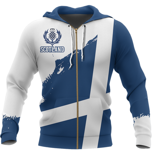 Scotland Flag Pullover Hoodie Brush Style-Apparel-HD09-Zip Hoodie-S-Vibe Cosy™