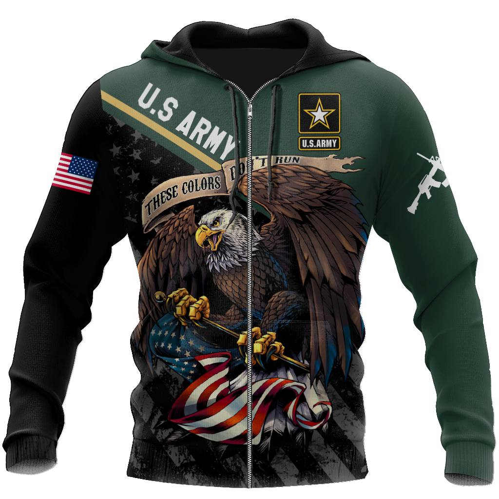 US Veteran Army Green 3D All Over Printed Shirts For Men And Women