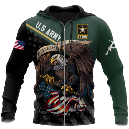 US Veteran Army Green 3D All Over Printed Shirts For Men And Women