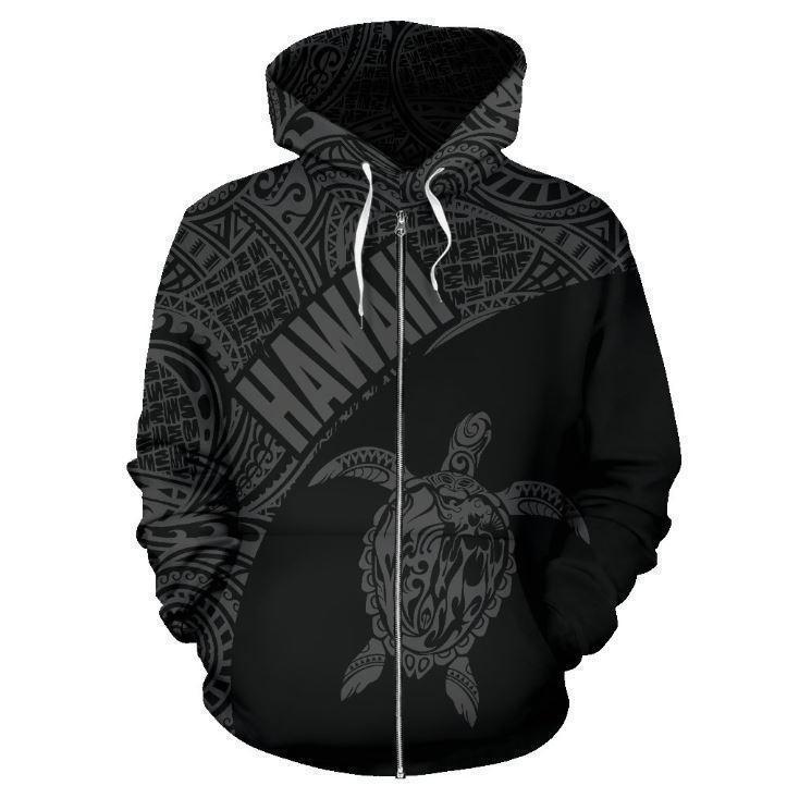 Hawaii Hoodie Turtle Mermaid Polynesian Wave - Gray Hoodie-Apparel-Phaethon-Hoodie-S-Vibe Cosy™