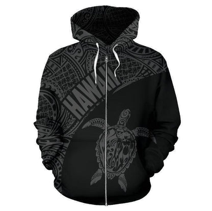 Hawaii Hoodie Turtle Mermaid Polynesian Wave - Gray Hoodie-Apparel-Phaethon-Hoodie-S-Vibe Cosy™