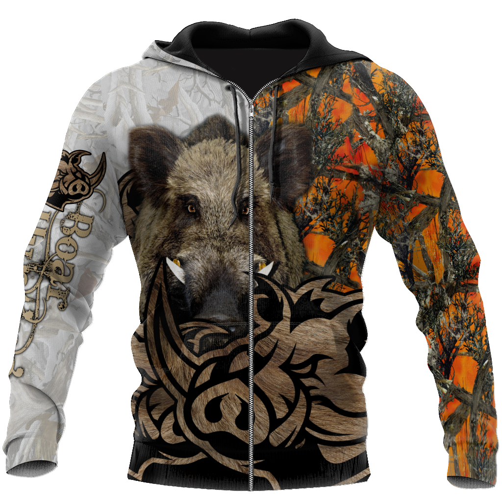Boar Hunter Oreange Camo 3D All Over Print  Hoodie DL20102003