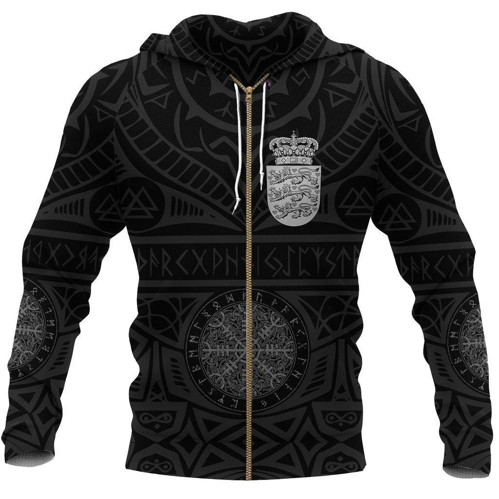 Denmark Vikings Tattoo Hoodie-ALL OVER PRINT HOODIES-HP Arts-Zipped Hoodie-S-Vibe Cosy™