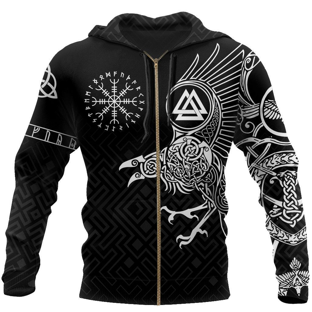 Vikings - The Raven of Odin Tattoo Special Hoodie-Apparel-HP Arts-Zipped Hoodie-S-Vibe Cosy™