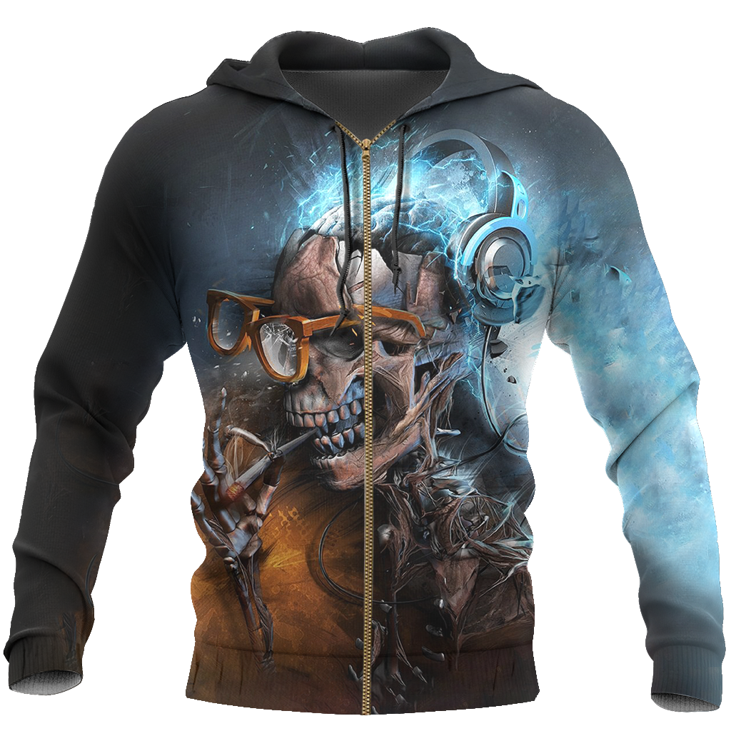 Music Is My Life And Skull Is My Love PL215-Apparel-PL8386-Zipped Hoodie-S-Vibe Cosy™