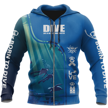 Scuba Diving 3D All Over Printed-ALL OVER PRINT HOODIES-HP Arts-Hoodie-S-Vibe Cosy™