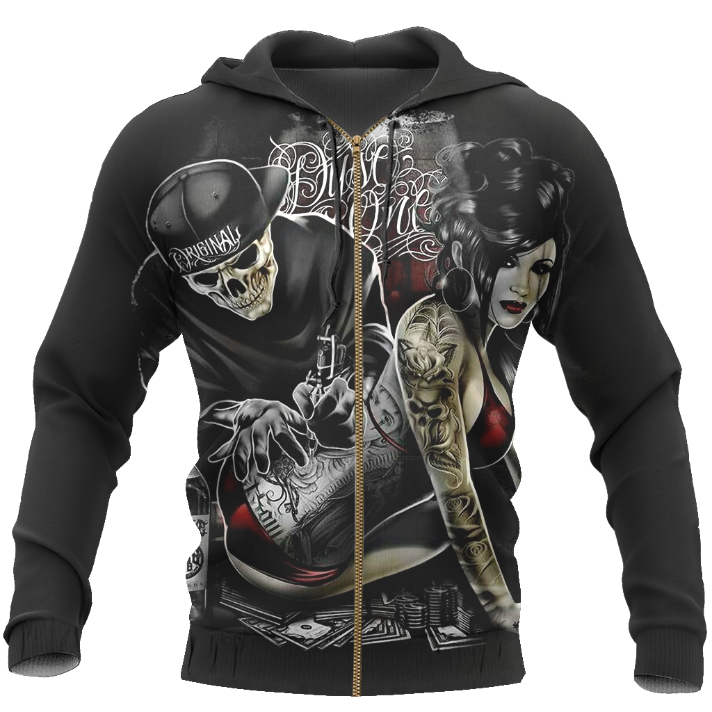 Tattoo Is My Life And Skull Is My Love PL214-Apparel-PL8386-Zipped Hoodie-S-Vibe Cosy™