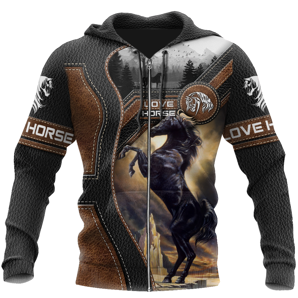 Love Beautiful Horse 3D All Over Printed Shirts For Men And Women TR1605204S-Apparel-MP-Zipped Hoodie-S-Vibe Cosy™