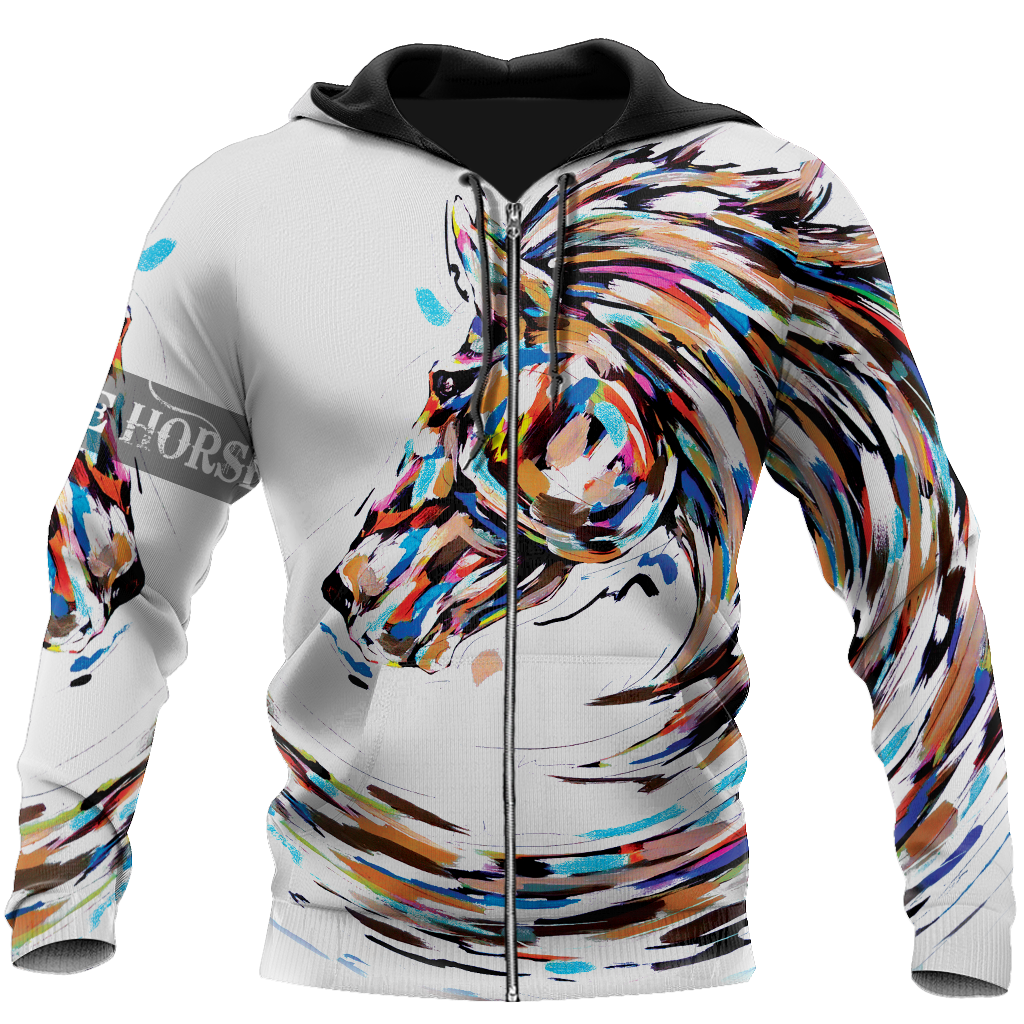 Love Beautiful Horse 3D All Over Printed Shirts For Men And Women TR1605202S-Apparel-MP-Zipped Hoodie-S-Vibe Cosy™